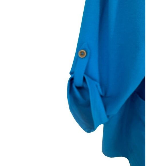 Susan Graver Resort Bright Blue French Terry Jacket or Cover Up with Hood Sz 1X - Picture 7 of 11